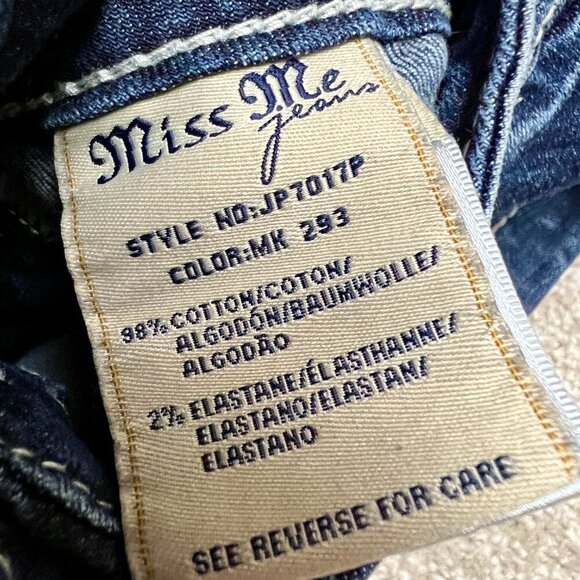 Miss me Jeans size 30 Rhinestone Embellished Pocket Cuffed Capri Bling Low Rise - Picture 3 of 8